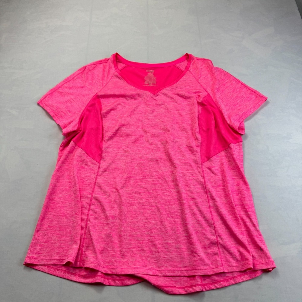 Danskin Now Running Active Top Womens 3X Pink Heather Mesh Panels Short Sleeve